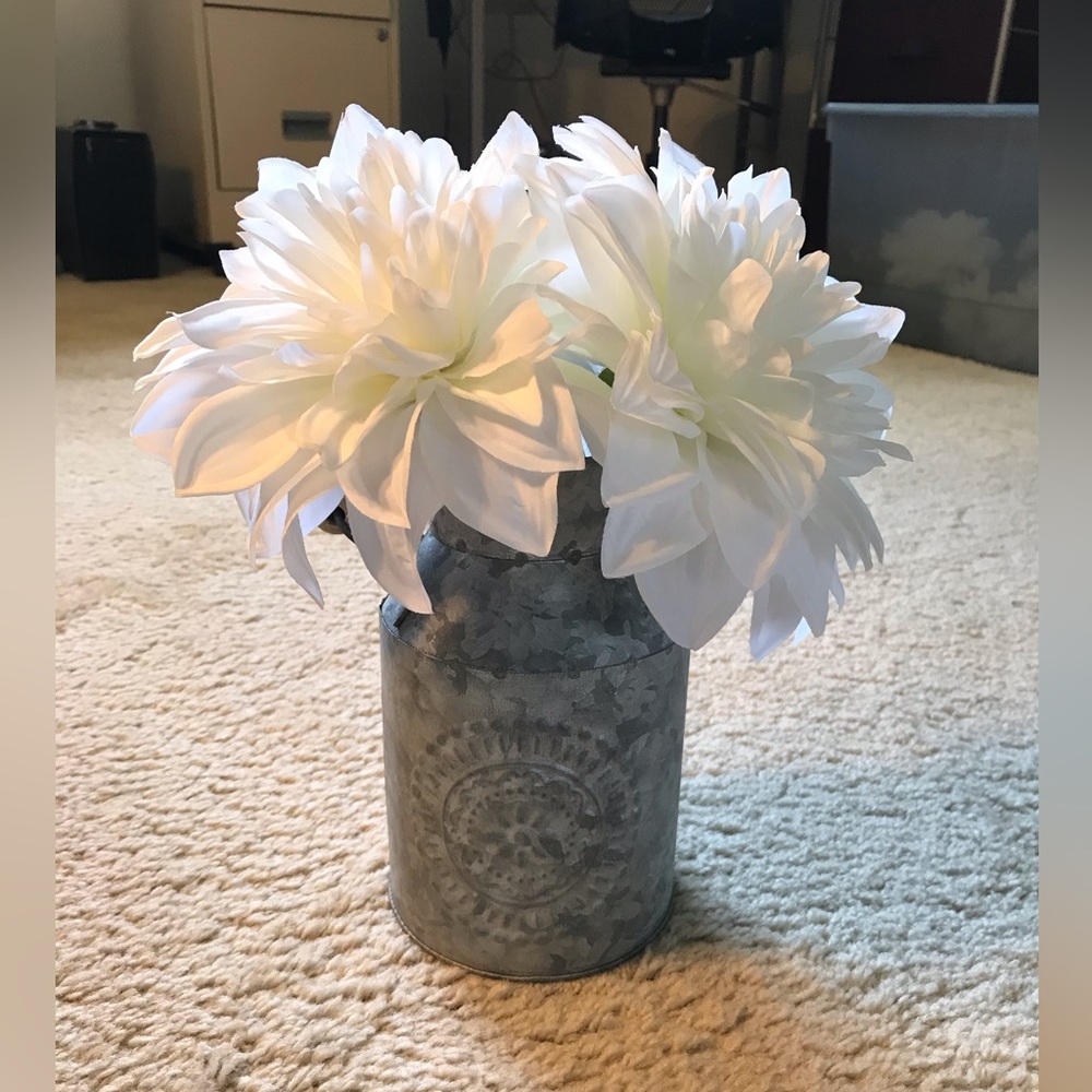 Galvanized Milk Can Flower Decor Arrangement